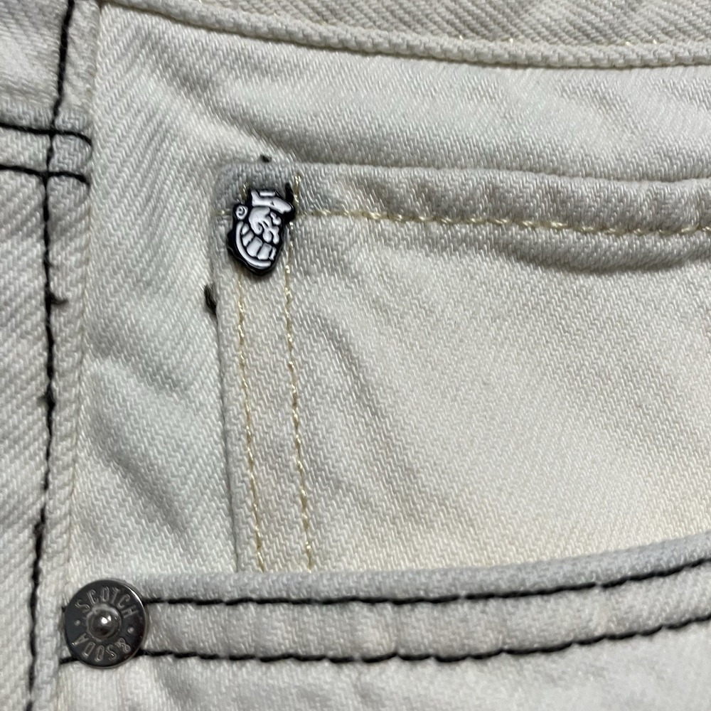Scotch Soda Jeans Mens Size 33 White Hi Brutus Bye Popeye Denim Button Fly - Picture 3 of 16